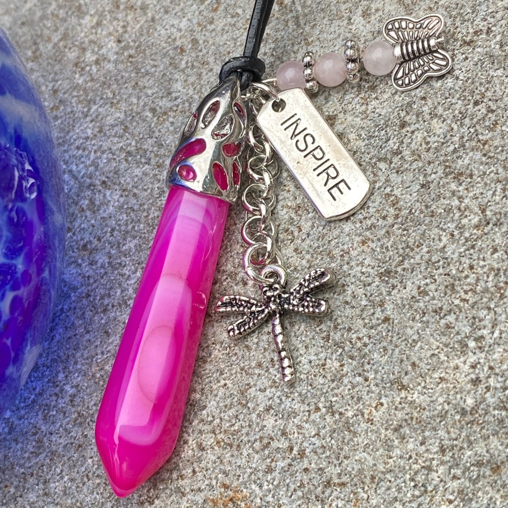 Healing Necklace - Dyed Pink Brazilian Agate